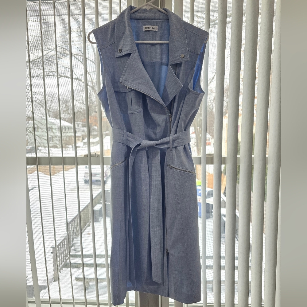 Calvin Klein Zip-front Belted Dress